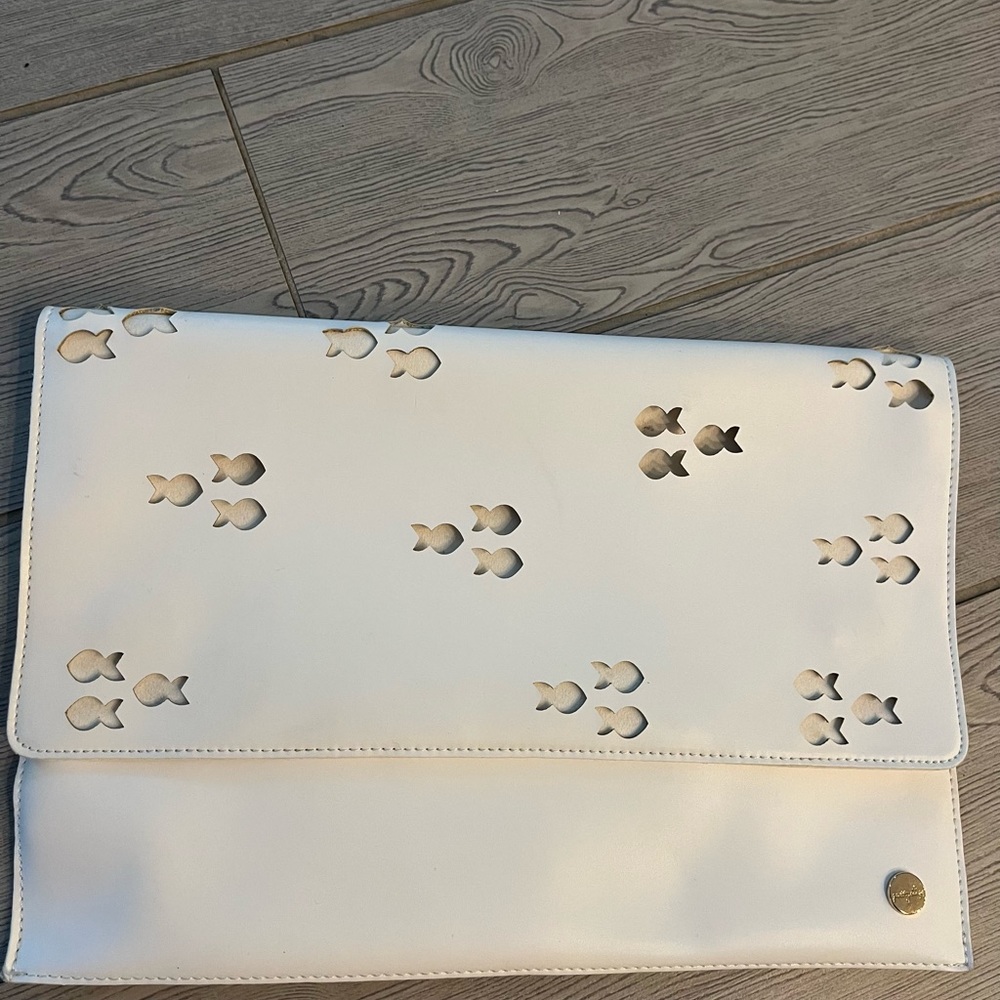 Pretty Ships White Clutch with Cutout Design NWOT